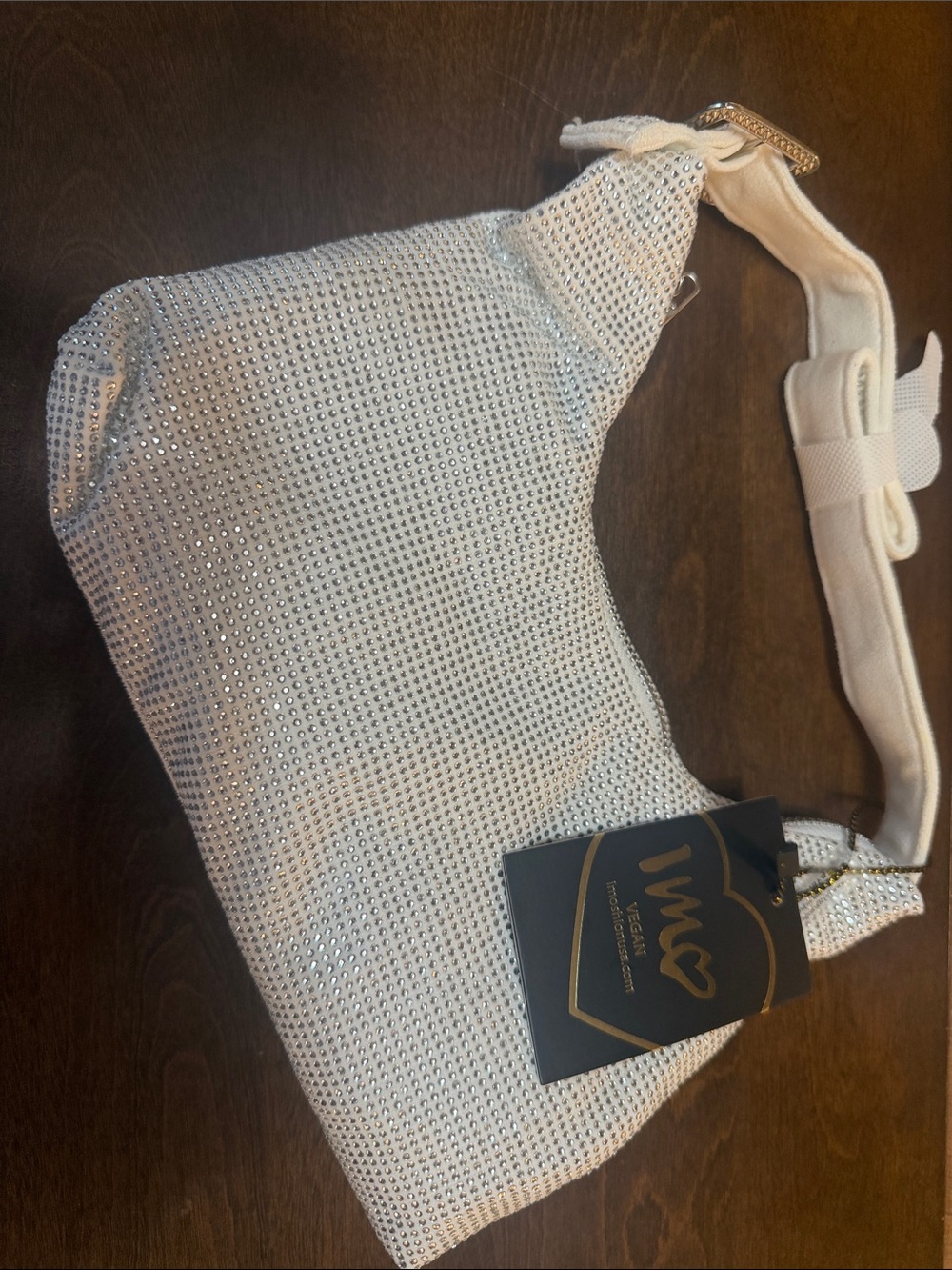 Buckle-Down Silver Rhinestone Mesh Shoulder Bag